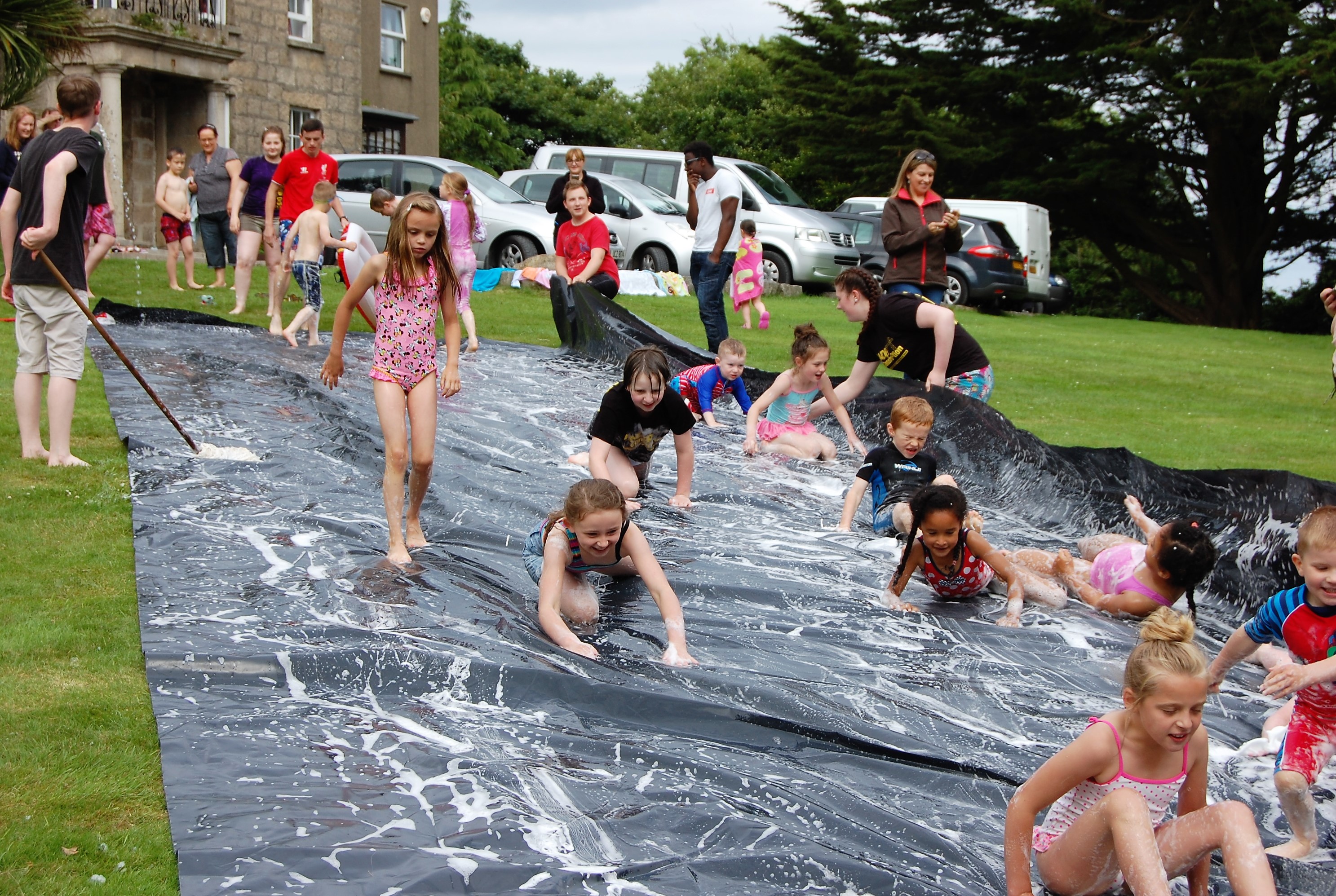 slip and slide with raft